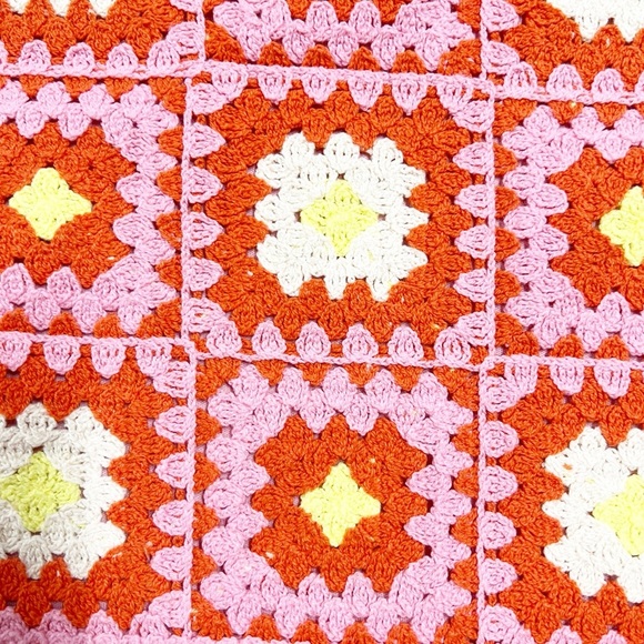 Zara Womens Bloggers Fave Orange Pink Crochet Knit Mini Dress Size Small - Picture 8 of 11